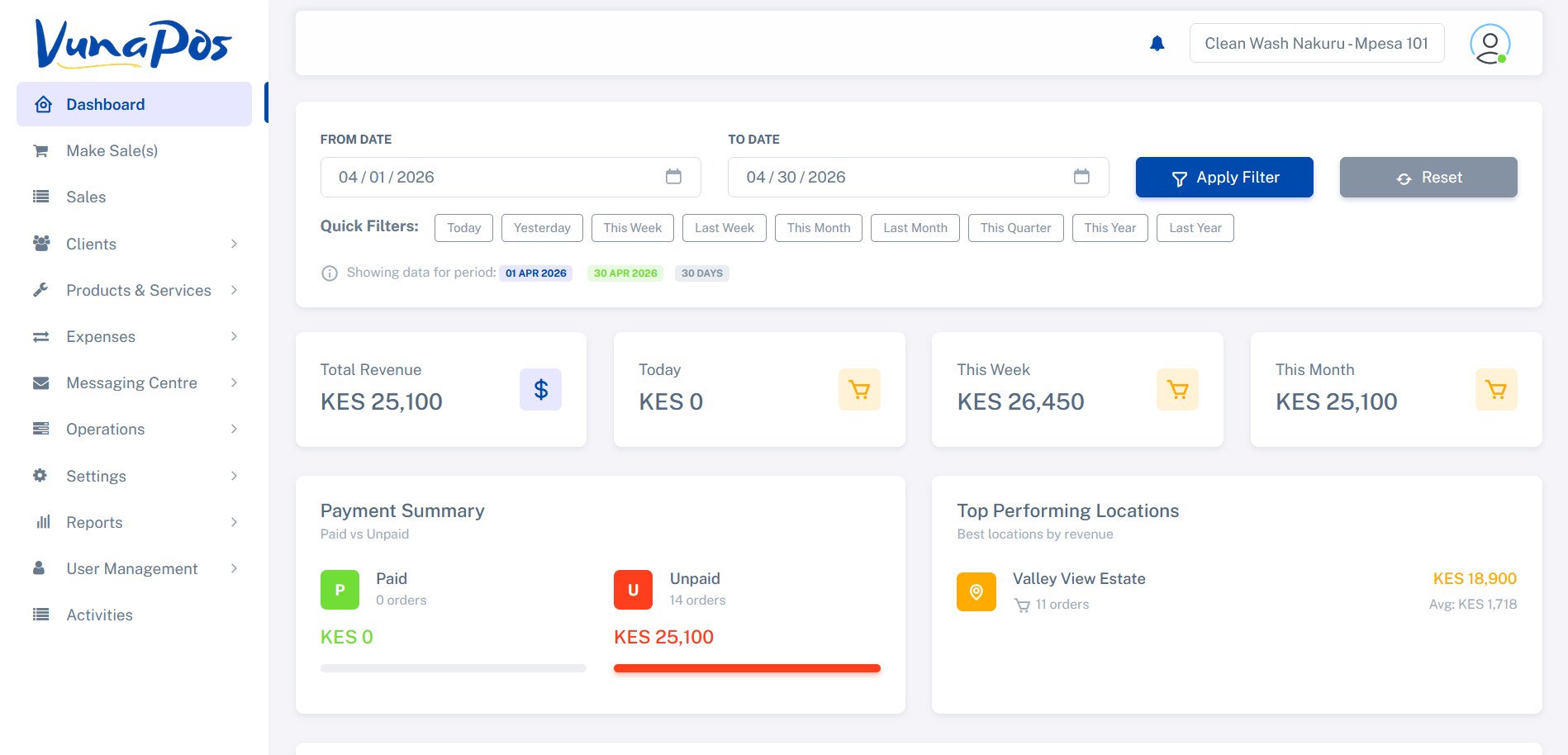 POS Dashboard preview